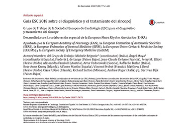 Guía ESC 2018 sobre el diagnóstico y el tratamiento del síncope. Re. Esp Cardiol 2018